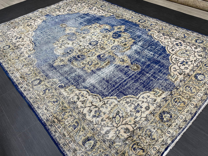 Beige Turkish Runner Rug 6' 8" x 9' 5" Hand-Knotted | No. WR26607