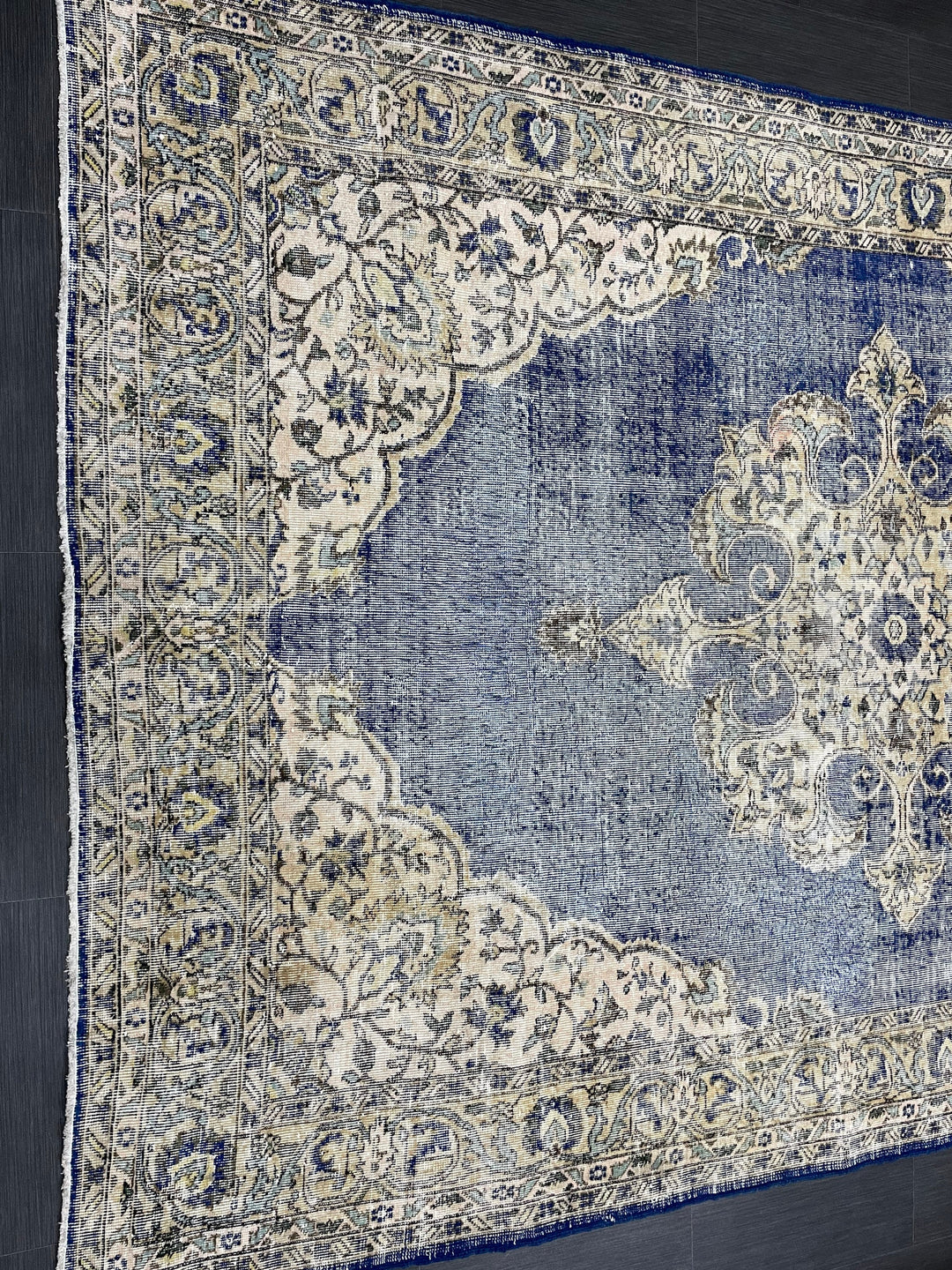 Beige Turkish Runner Rug 6' 8" x 9' 5" Hand-Knotted | No. WR26607