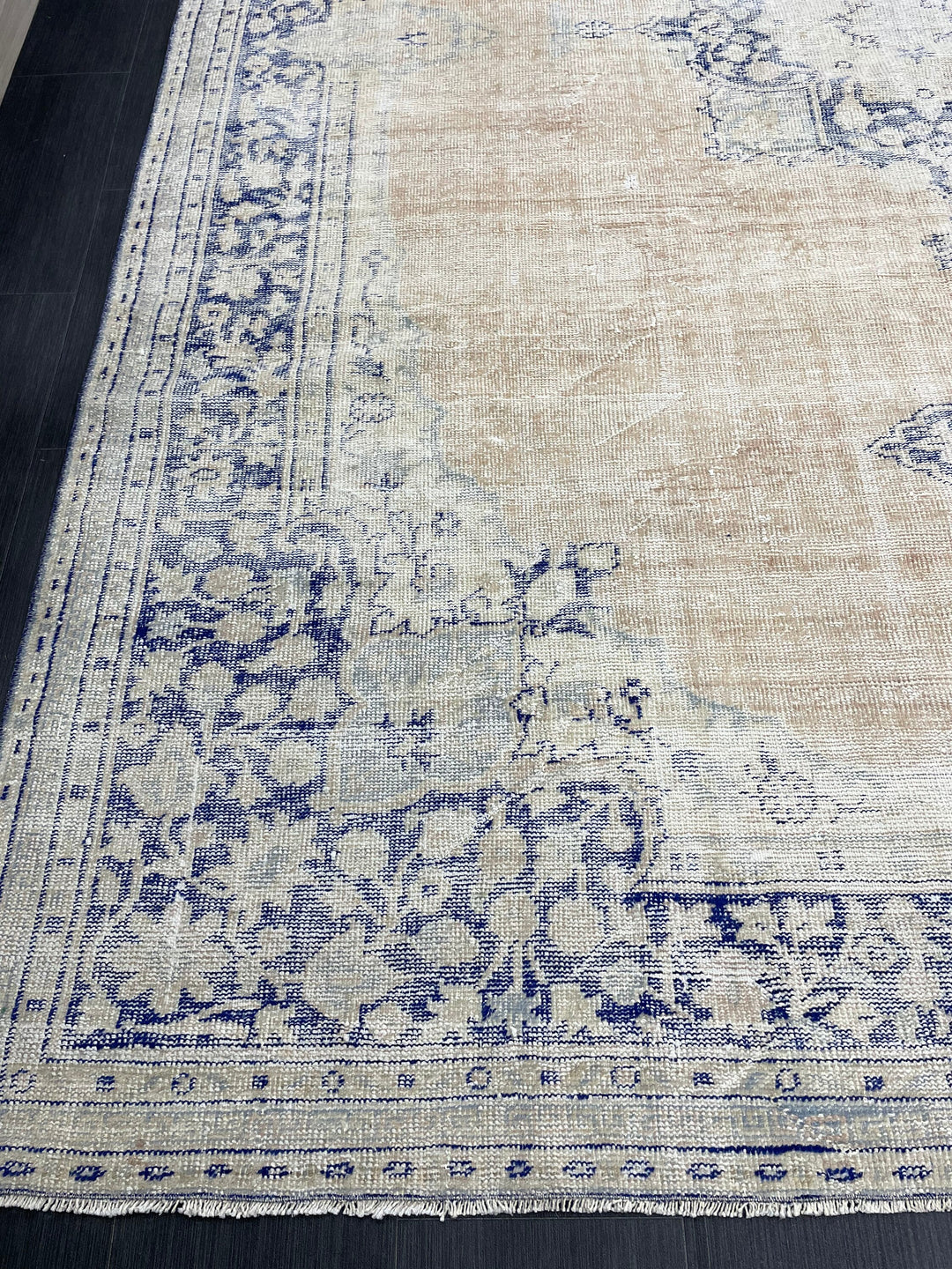 Beige Turkish Runner Rug 8' x 10' 10" Hand-Knotted close-up
