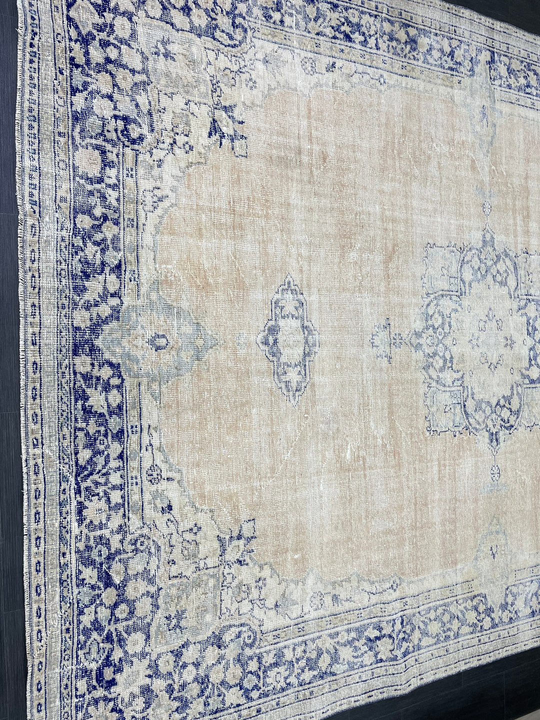 Beige Turkish Runner Rug 8' x 10' 10" Hand-Knotted border