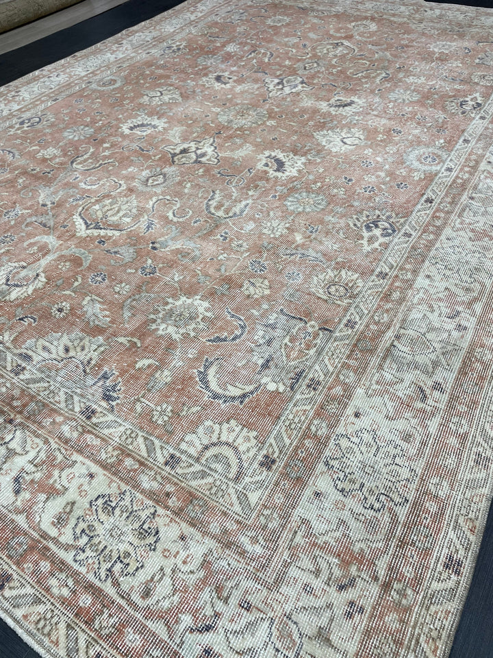 Beige Turkish Runner Rug 7' x 10' 2" Hand-Knotted view 9