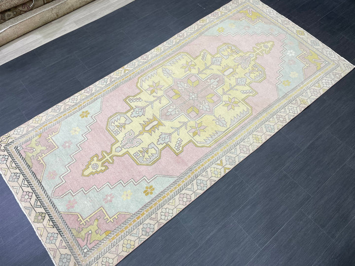 Beige Turkish Oushak Rug 4' 2" x 9' Hand-Knotted