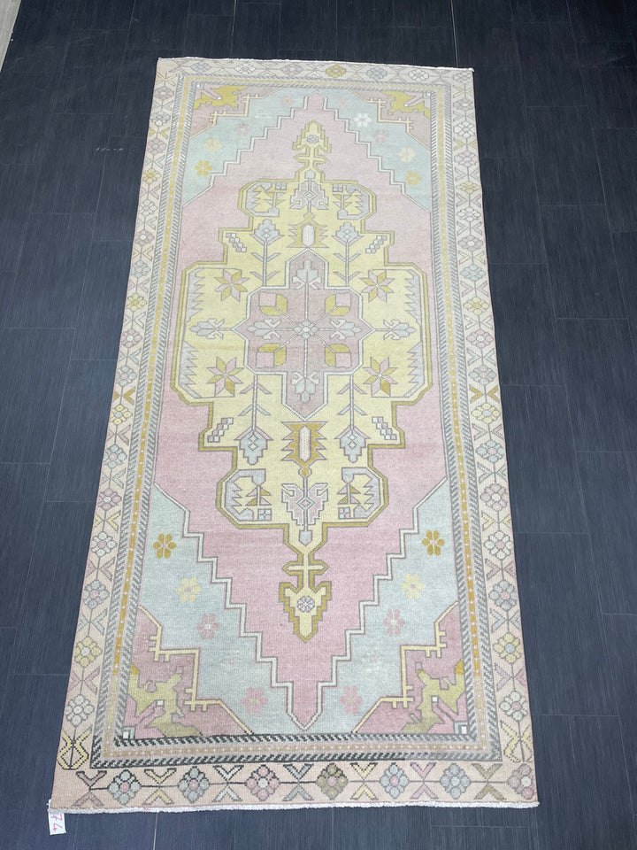 Beige Turkish Oushak Rug 4' 2" x 9' Hand-Knotted field