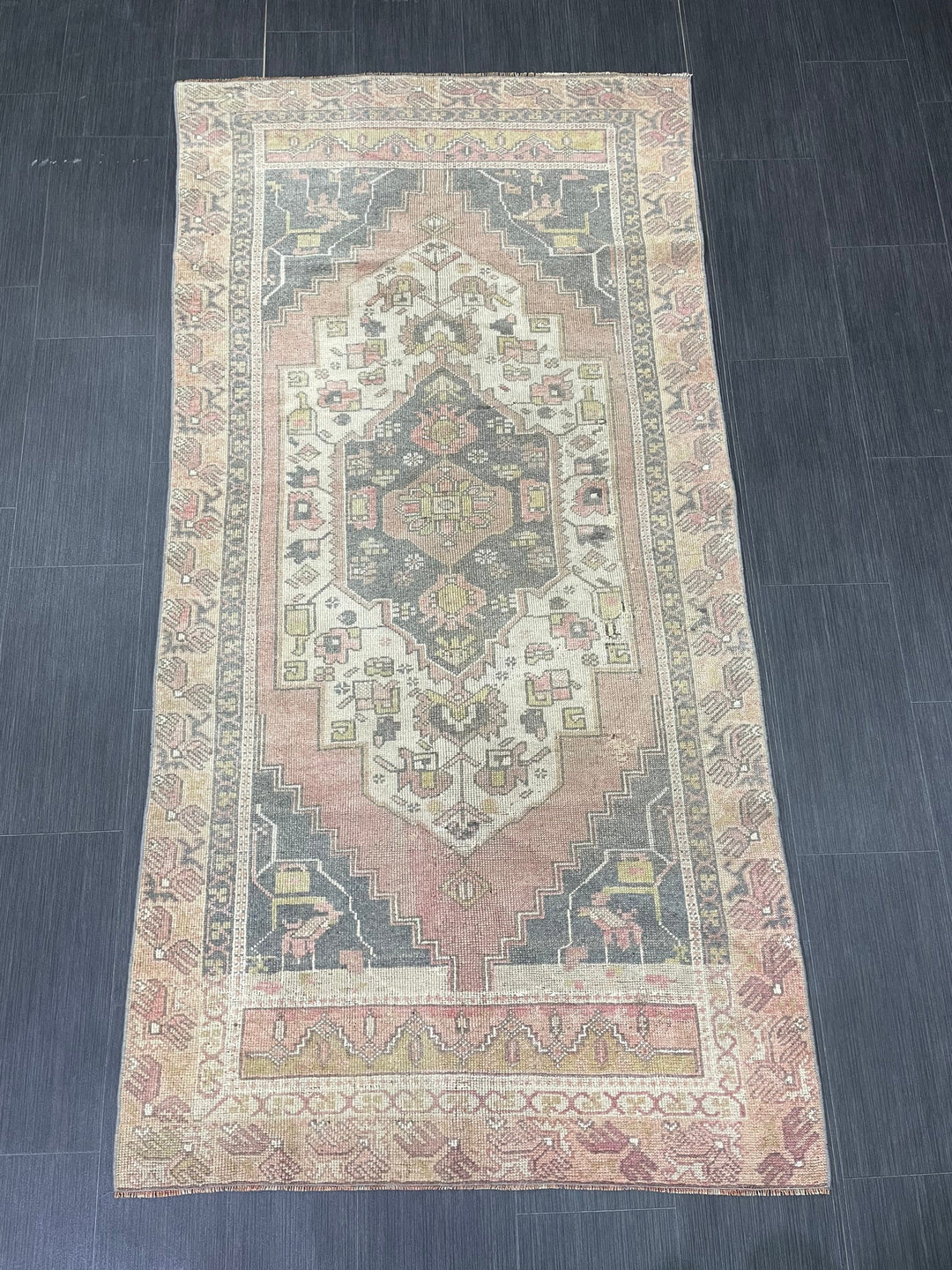 Beige Turkish Oushak Rug 3' 8" x 7' 4" Hand-Knotted field