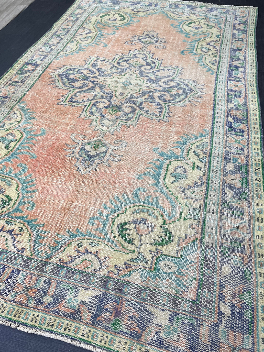 Tan Turkish Oushak Rug 5' 11" x 10' Hand-Knotted detail