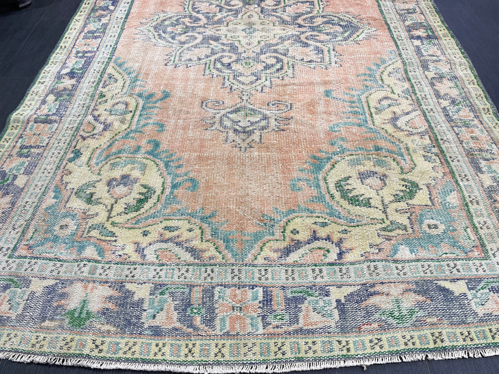 Tan Turkish Oushak Rug 5' 11" x 10' Hand-Knotted close-up