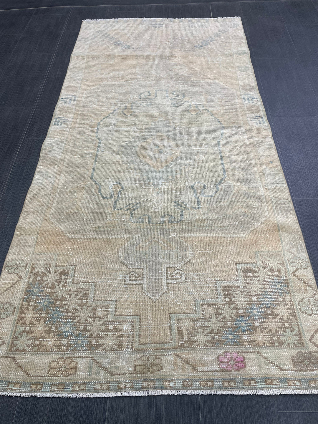 Rust Turkish Runner Rug 3' 5" x 7' 1" Hand-Knotted border