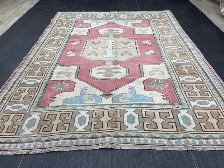 Beige Turkish Oushak Rug 6' 1" x 8' Hand-Knotted