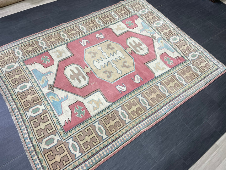 Beige Turkish Oushak Rug 6' 1" x 8' Hand-Knotted field