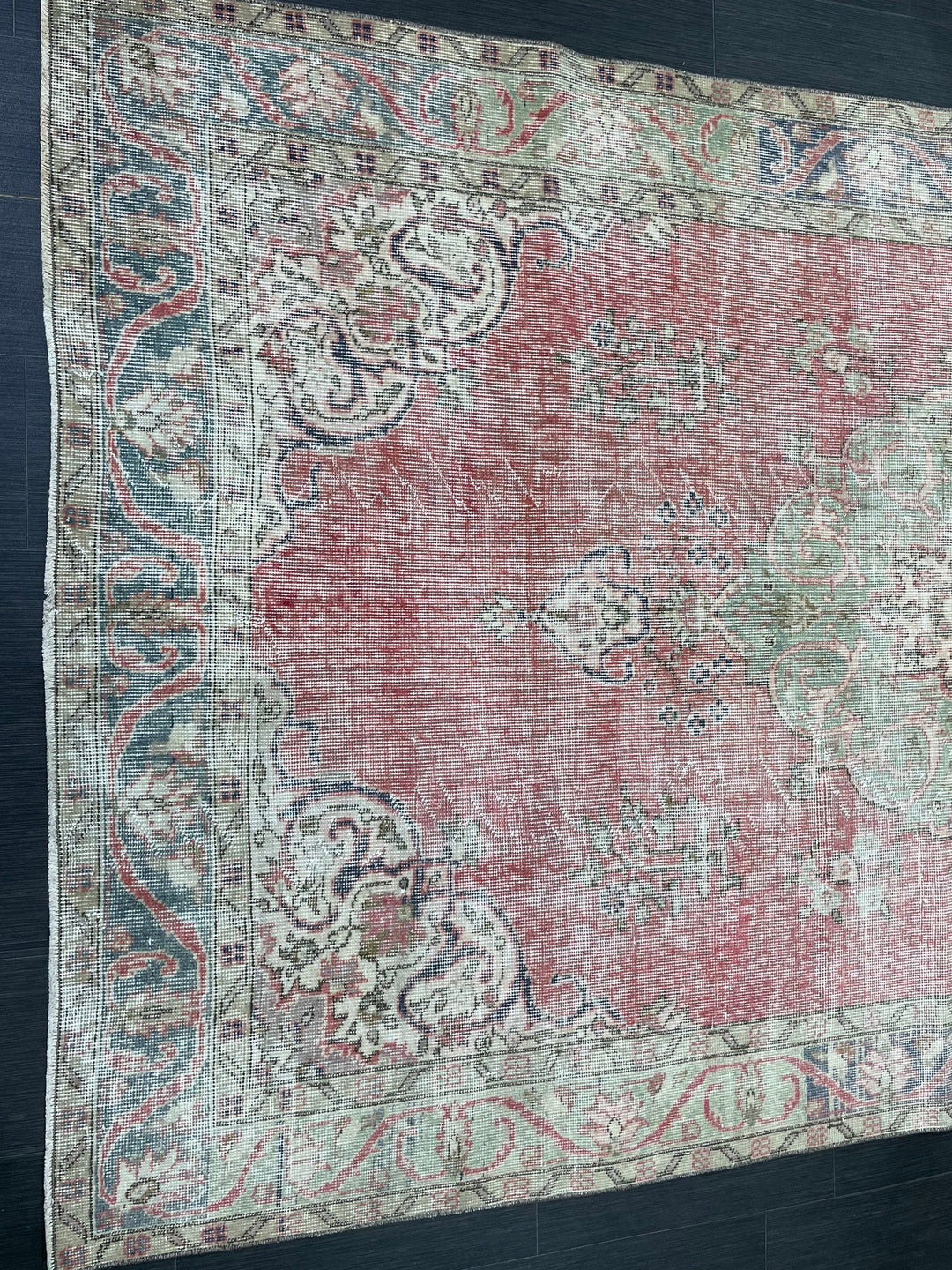 Tan Turkish Oushak Rug 5'7" x 8'11" Hand-Knotted texture