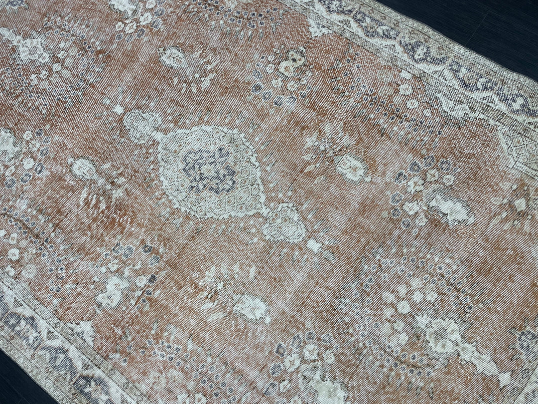 Tan Turkish Oushak Rug 6' 3" x 9' 9" Hand-Knotted close-up