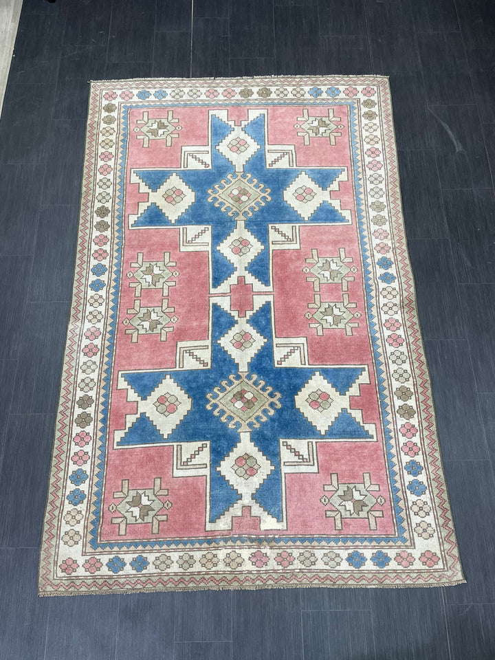 Blue Turkish Oushak Rug 5' 1" x 7' 10" Hand-Knotted | No. WR69383