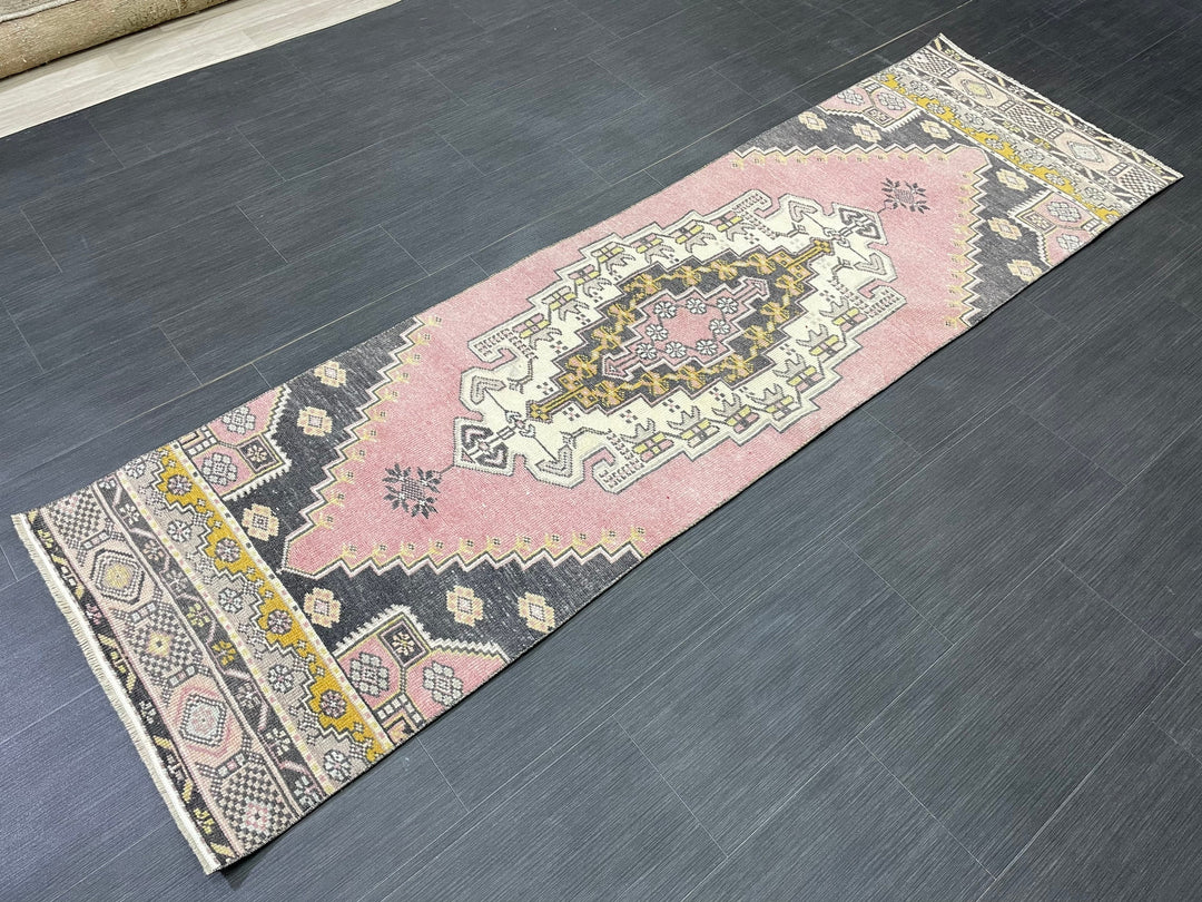 Turkish Runner Rug 2' 4" x 8' Hand-Knotted reverse