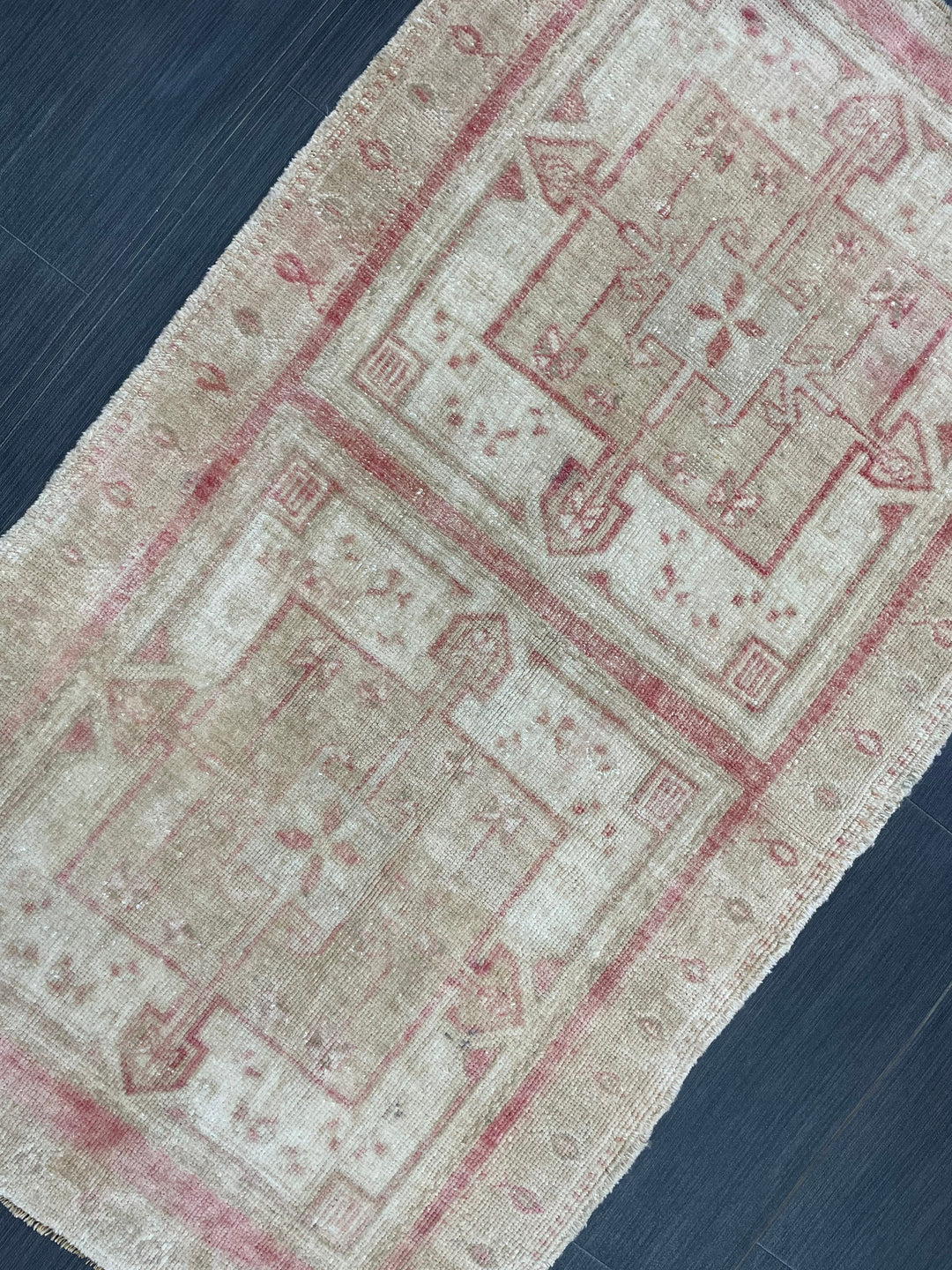 Pink Turkish Oushak Rug 4' 3" x 7' 2" Hand-Knotted reverse