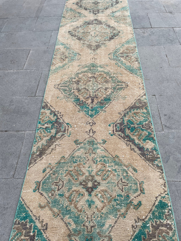 Beige Turkish Runner Rug 2' 6" x 20' 3" Hand-Knotted border