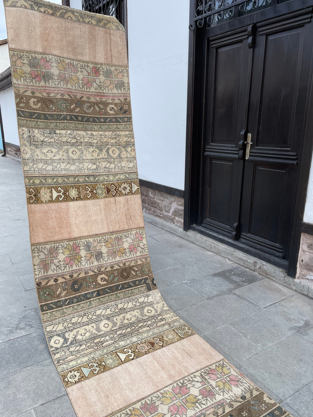 Beige Turkish Runner Rug 2' 9" x 17' 3" Hand-Knotted close-up