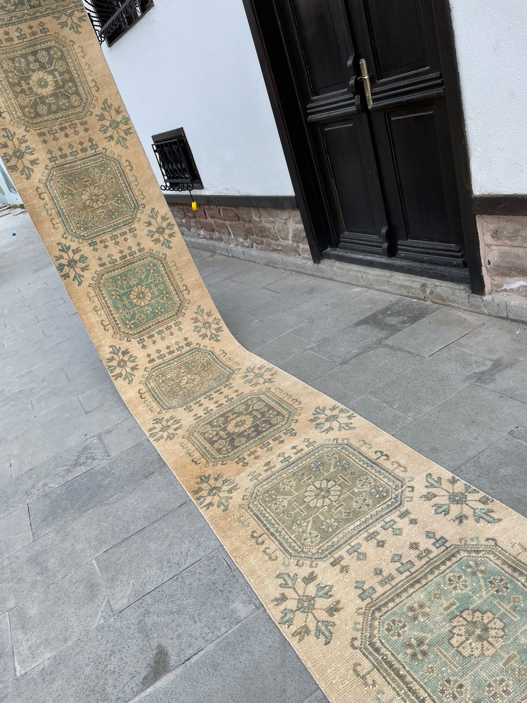 Beige Turkish Runner Rug 2' 5" x 20' 2" Hand-Knotted pattern