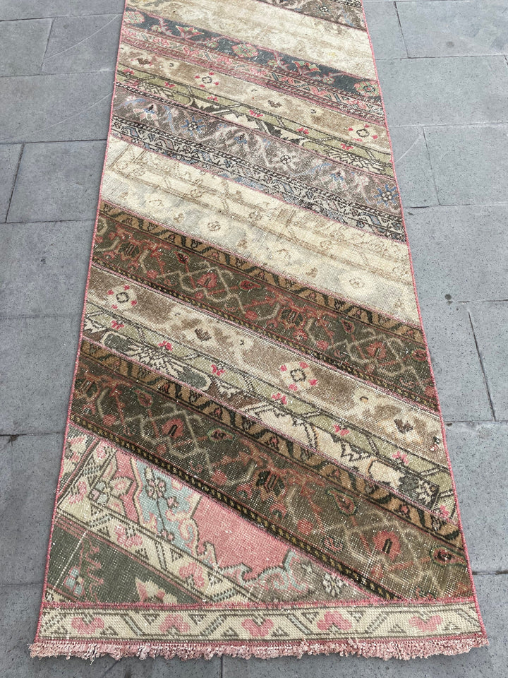 Beige Turkish Runner Rug 2' 9" x 20' 1" Hand-Knotted field