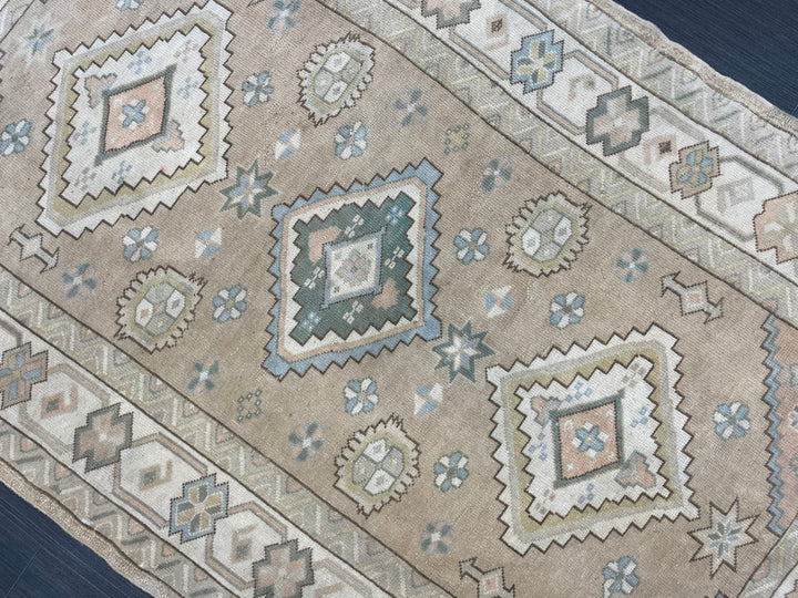 Beige Turkish Runner Rug 4' 1" x 6' 6" Hand-Knotted view