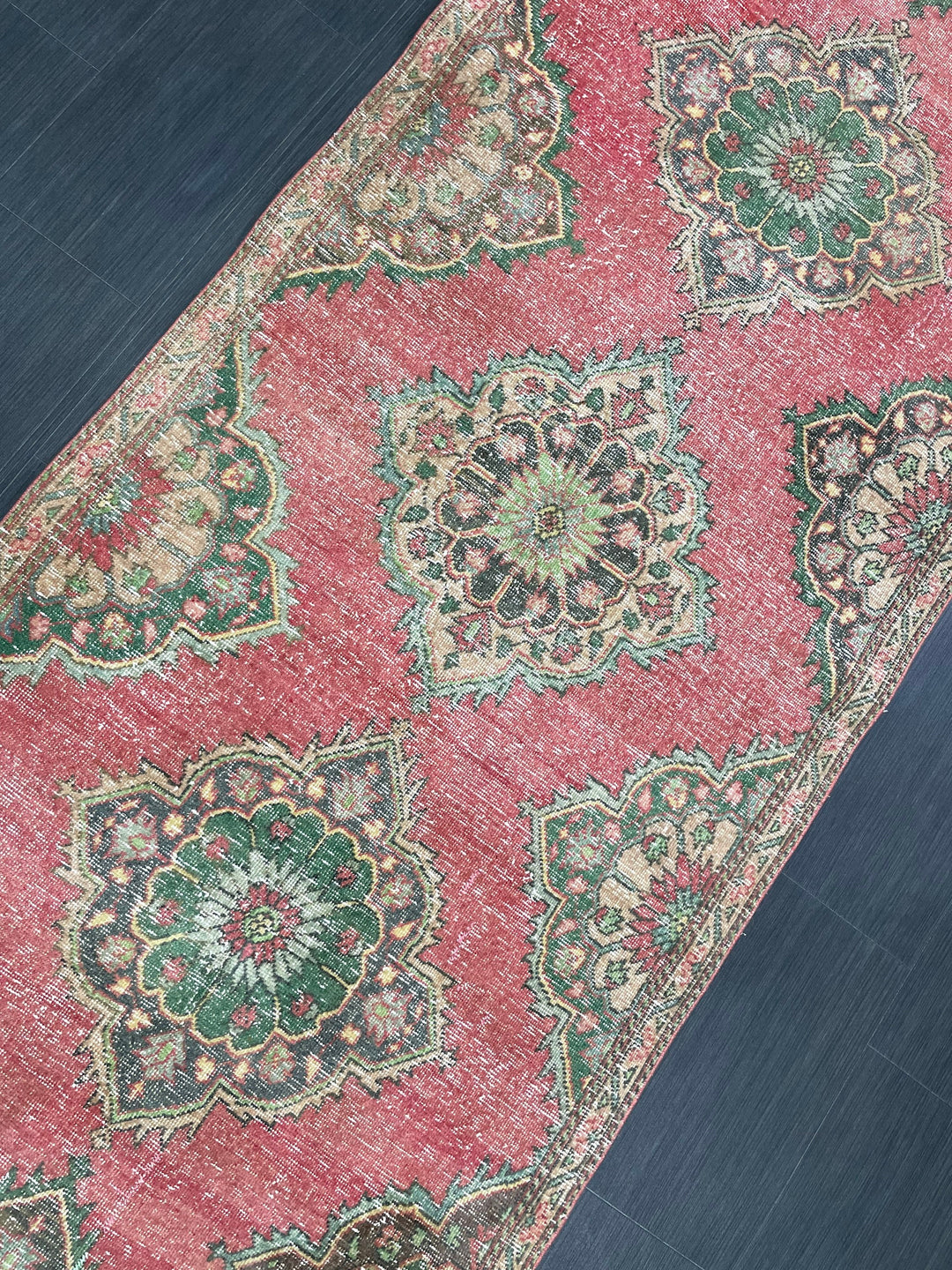 Beige Turkish Runner Rug 3' 8" x 12' 7" Hand-Knotted detail