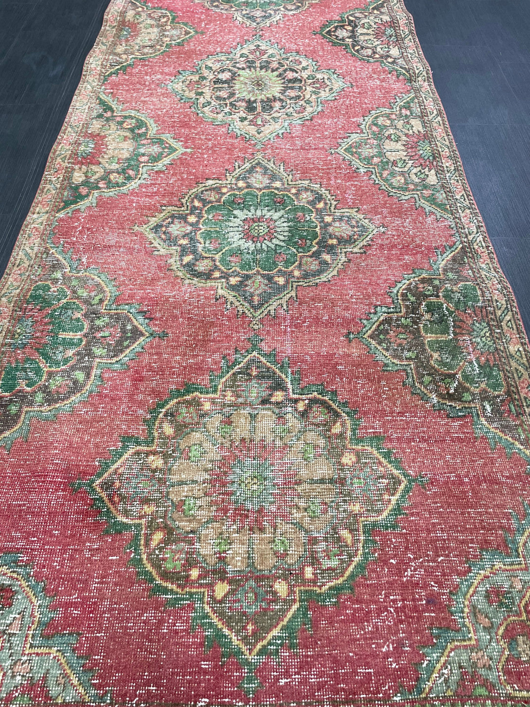 Beige Turkish Runner Rug 3' 8" x 12' 7" Hand-Knotted border