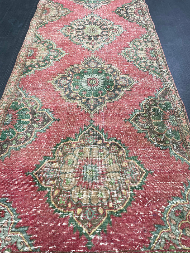 Beige Turkish Runner Rug 3' 8" x 12' 7" Hand-Knotted border