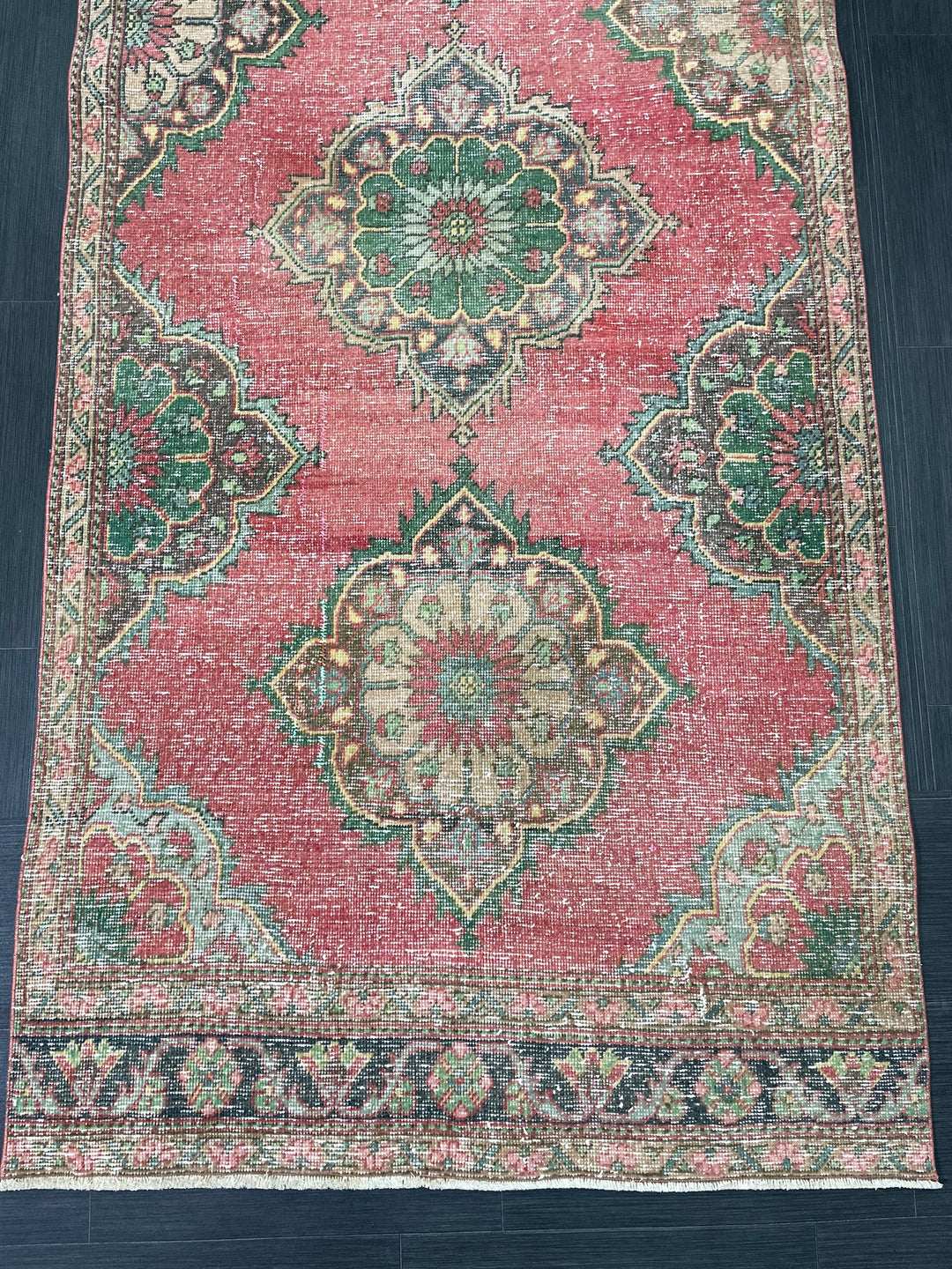 Beige Turkish Runner Rug 3' 8" x 12' 7" Hand-Knotted texture