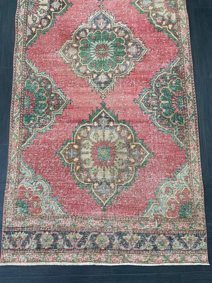 Beige Turkish Runner Rug 3' 8" x 12' 7" Hand-Knotted texture