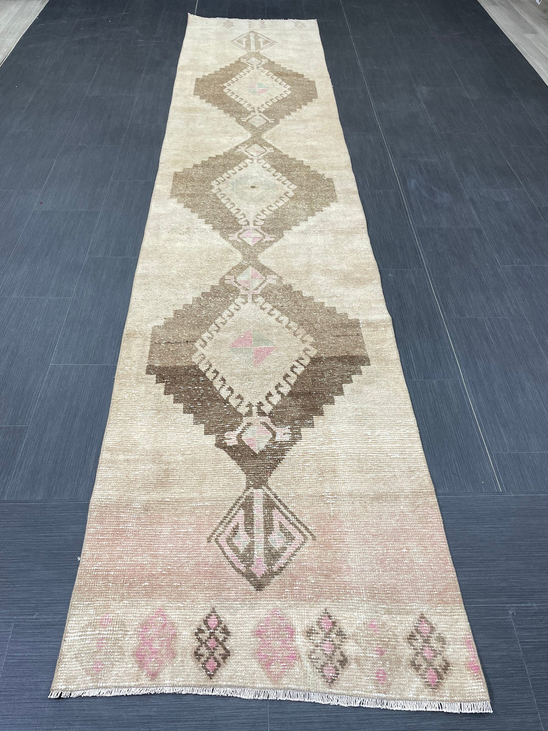 Pink Turkish Runner Rug 2' 7" x 12' 3" Hand-Knotted view