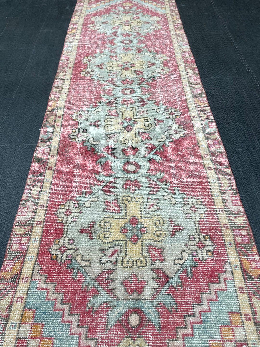 Beige Turkish Runner Rug 2' 4" x 8' 6" Hand-Knotted detail