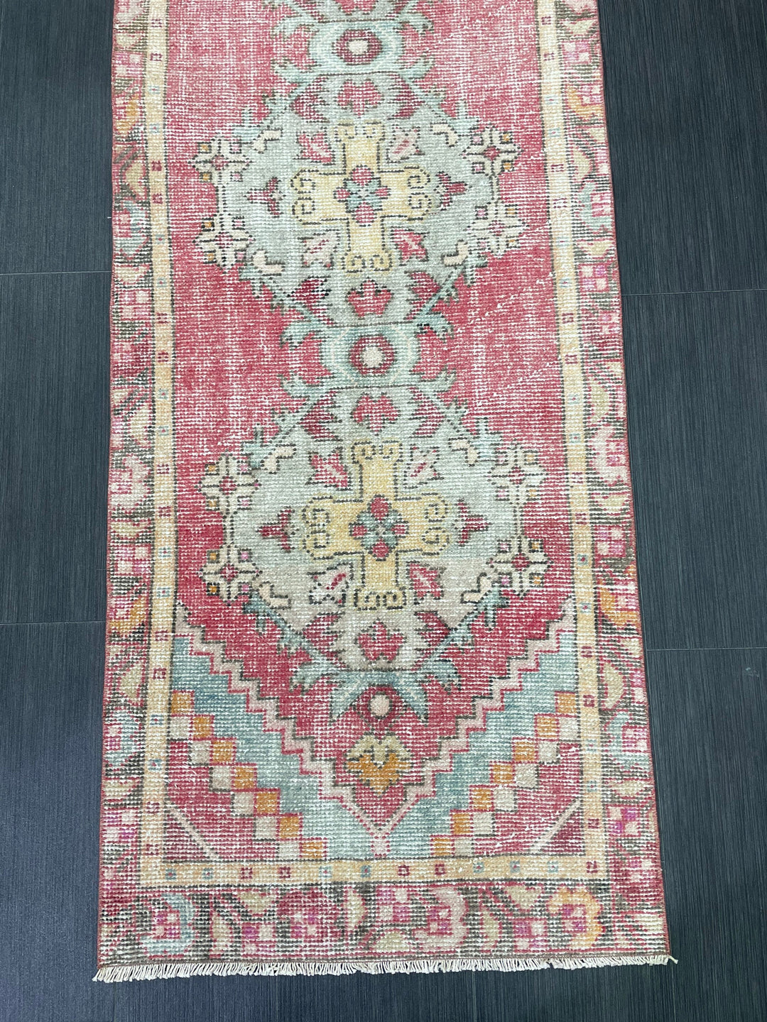 Beige Turkish Runner Rug 2' 4" x 8' 6" Hand-Knotted reverse