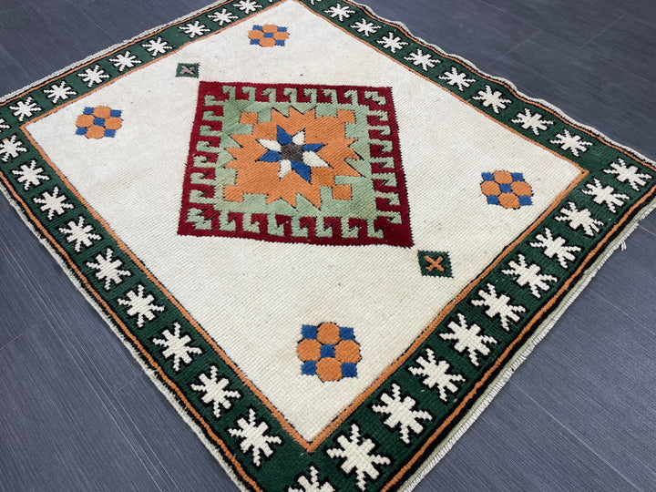 Rust Turkish Oushak Rug 3' 6" x 4' 3" Hand-Knotted