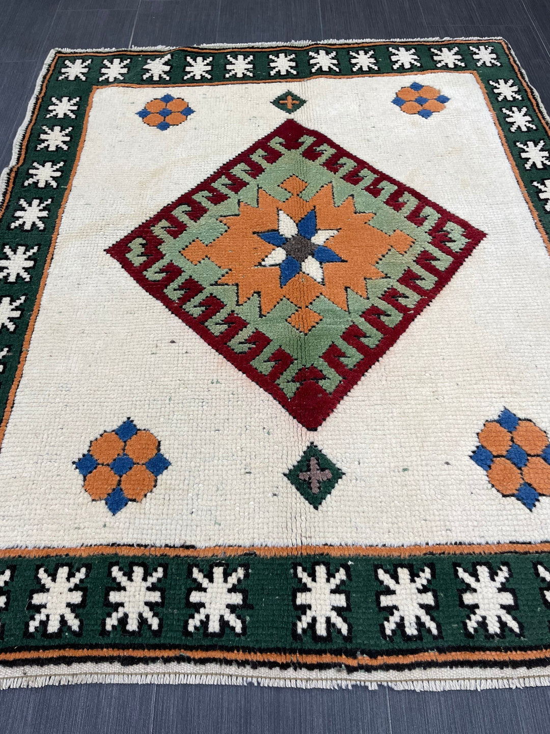 Rust Turkish Oushak Rug 3' 6" x 4' 3" Hand-Knotted field