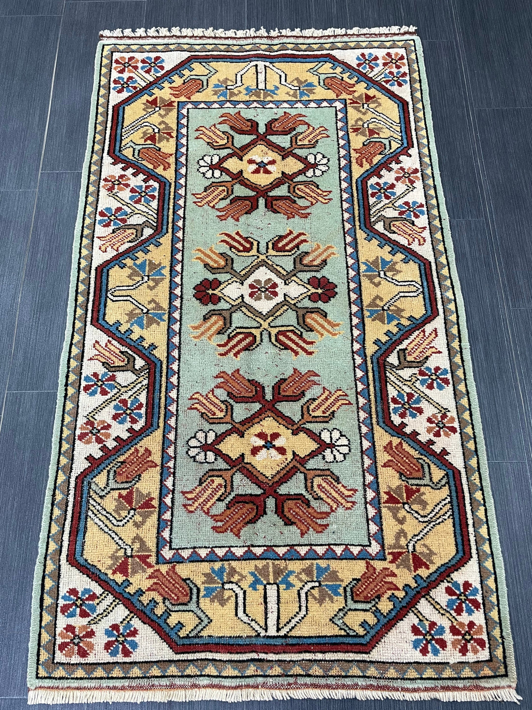 Rust Turkish Oushak Rug 2' 6" x 4' 6" Hand-Knotted pattern