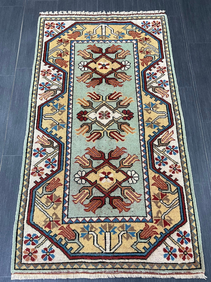 Rust Turkish Oushak Rug 2' 6" x 4' 6" Hand-Knotted pattern