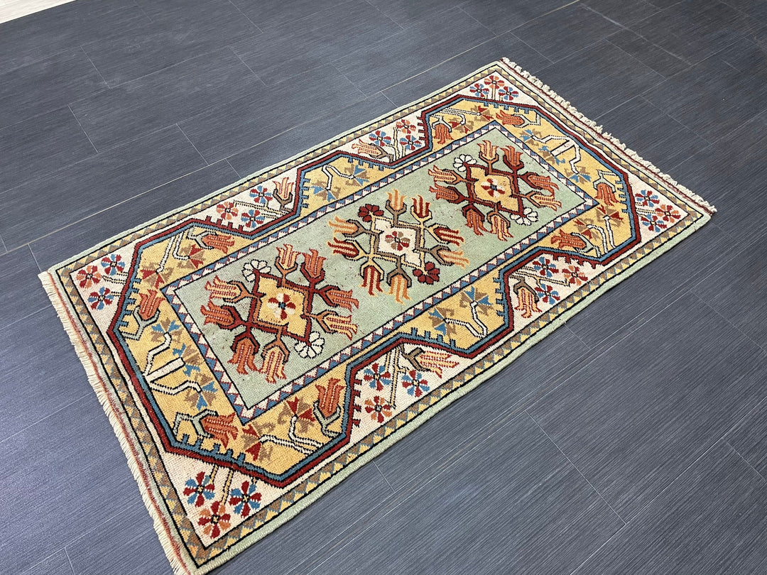 Rust Turkish Oushak Rug 2' 6" x 4' 6" Hand-Knotted border