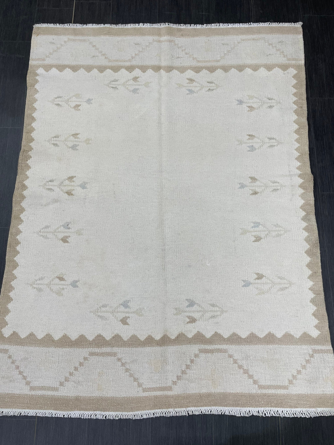Rust Turkish Runner Rug 4' 6" x 6' 1" Hand-Knotted pattern
