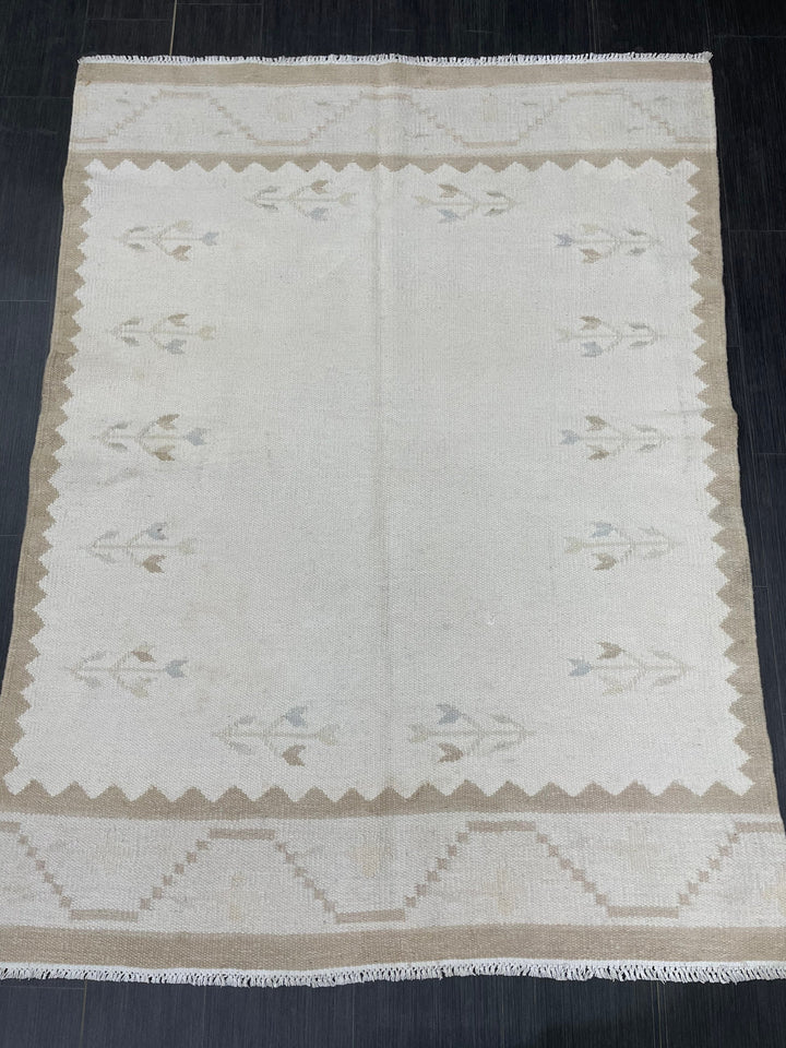 Rust Turkish Runner Rug 4' 6" x 6' 1" Hand-Knotted pattern