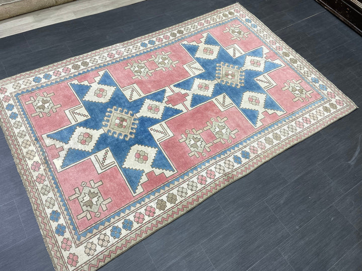 Blue Turkish Oushak Rug 5' 1" x 7' 10" Hand-Knotted | No. WR69383