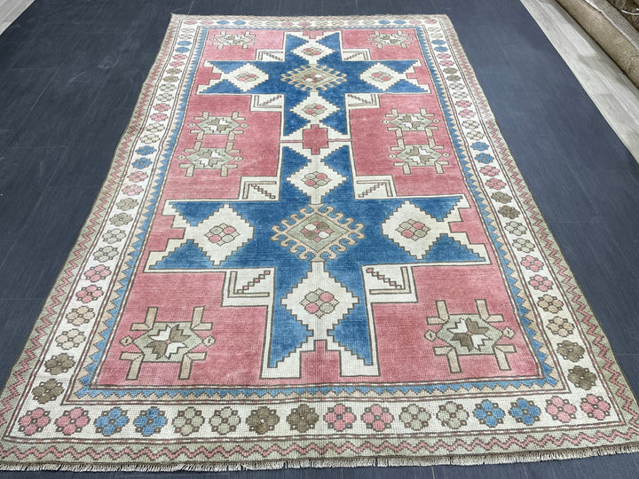 Blue Turkish Oushak Rug 5' 1" x 7' 10" Hand-Knotted | No. WR69383