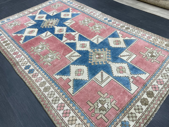 Blue Turkish Oushak Rug 5' 1" x 7' 10" Hand-Knotted | No. WR69383