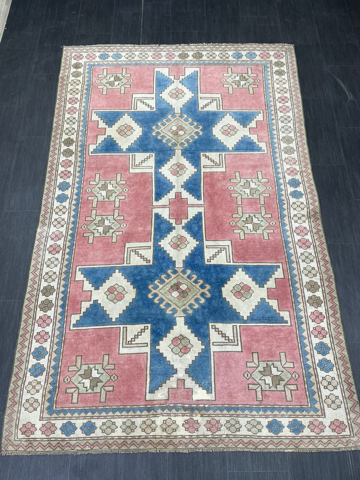 Blue Turkish Oushak Rug 5' 1" x 7' 10" Hand-Knotted | No. WR69383