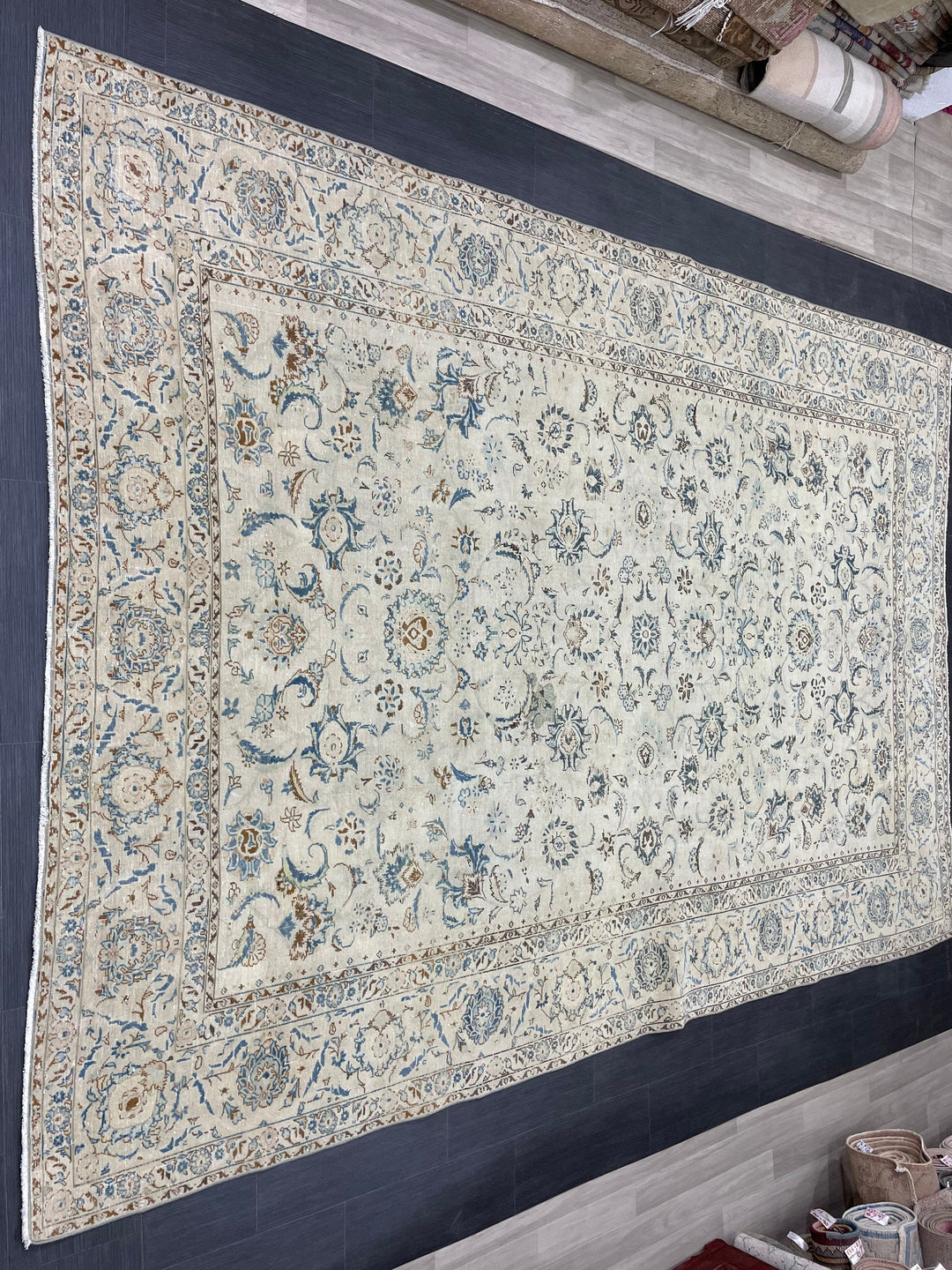 Rust Turkish Oushak Rug 7' 7" x 10' 11" Hand-Knotted close-up