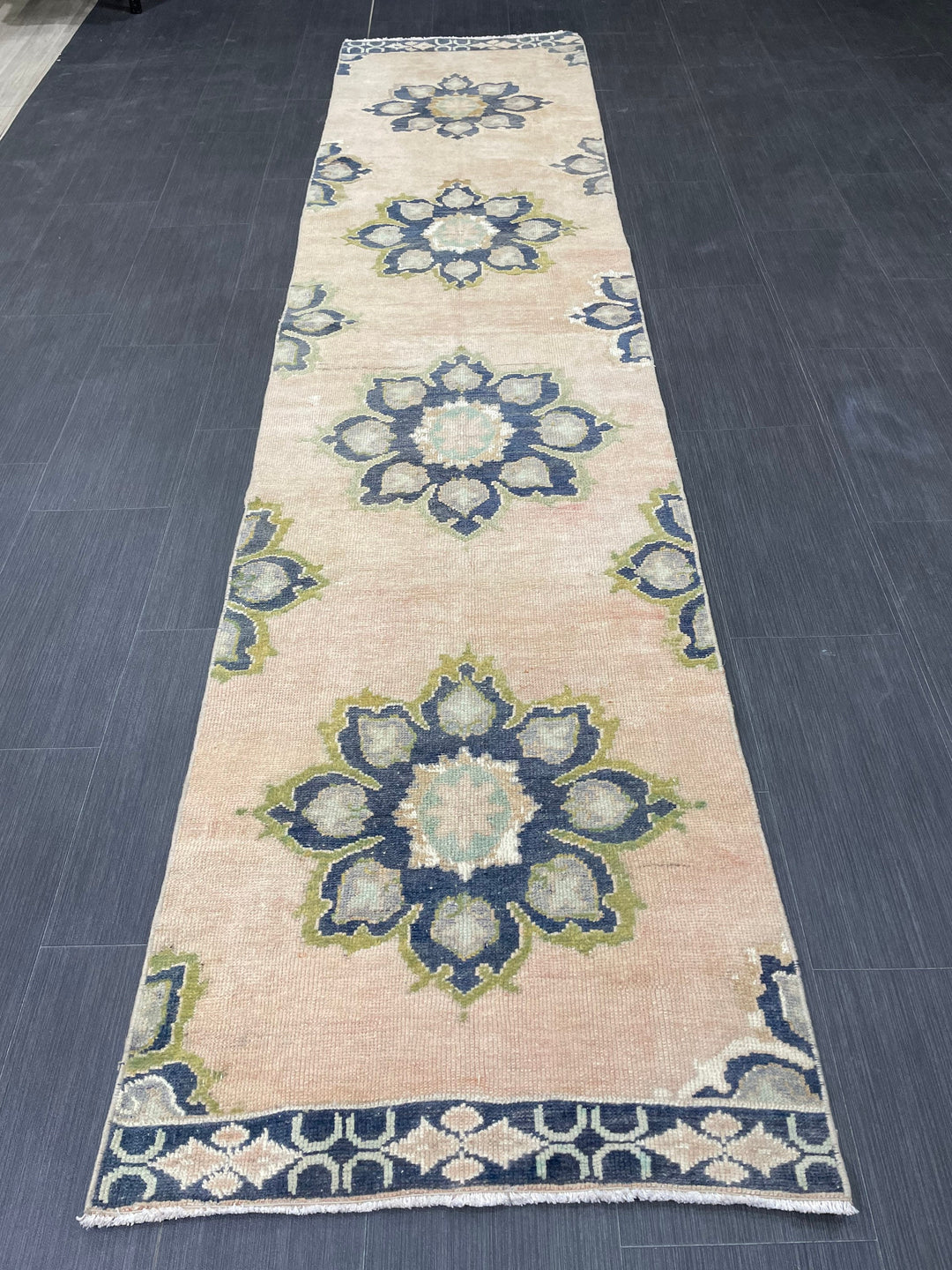 Turkish Runner Rug 2' 5" x 10' 6" Hand-Knotted texture