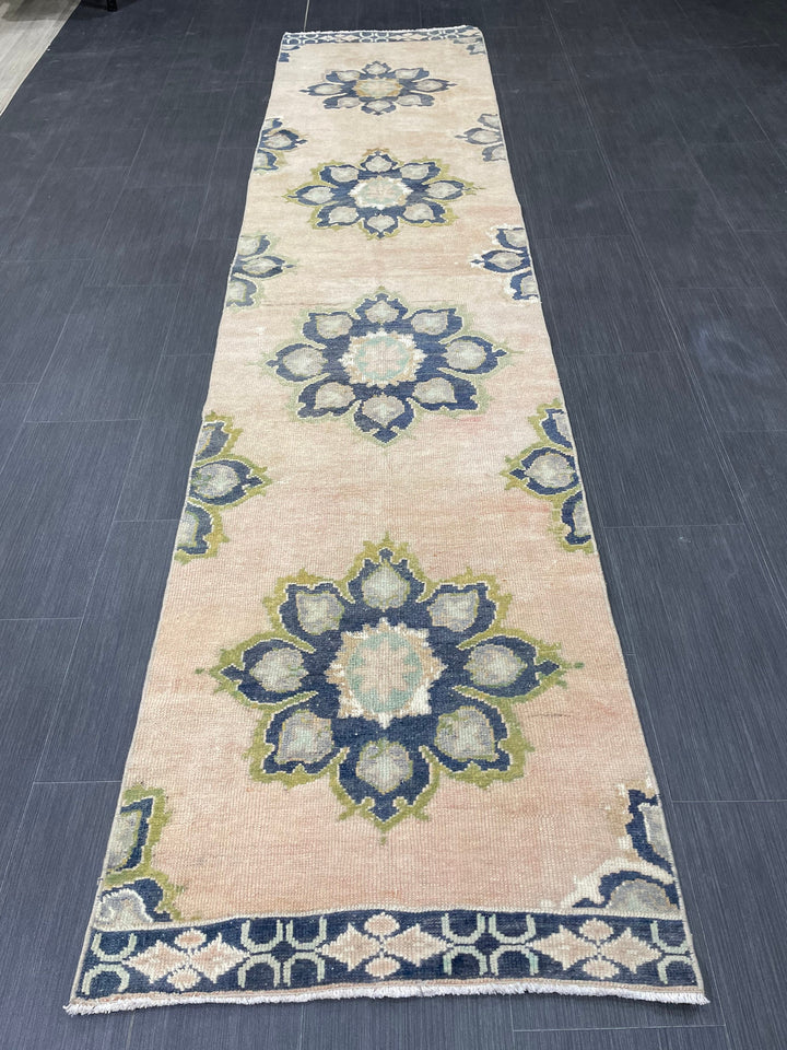 Turkish Runner Rug 2' 5" x 10' 6" Hand-Knotted texture