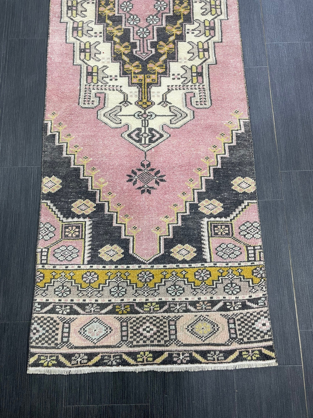 Turkish Runner Rug 2' 4" x 8' Hand-Knotted detail