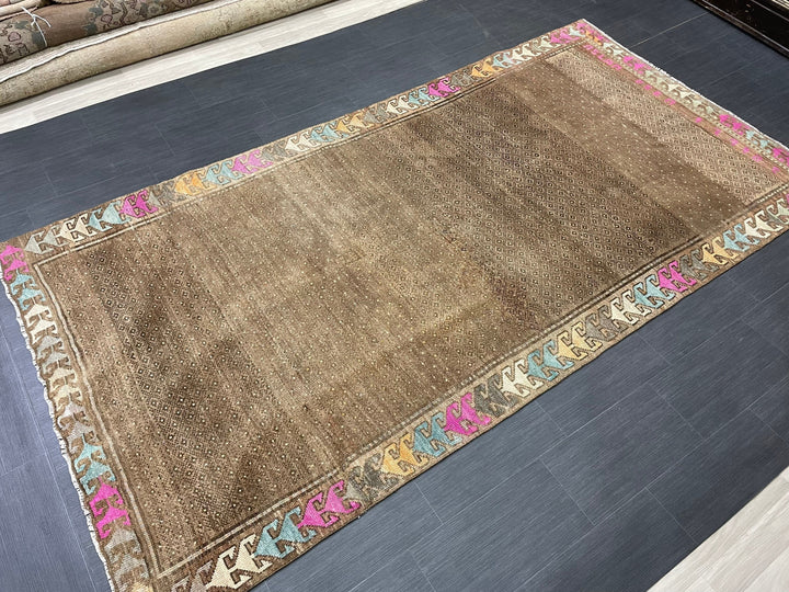 Brown Turkish Runner Rug 5' 3" x 10' 5" Hand-Knotted | No. WR29526