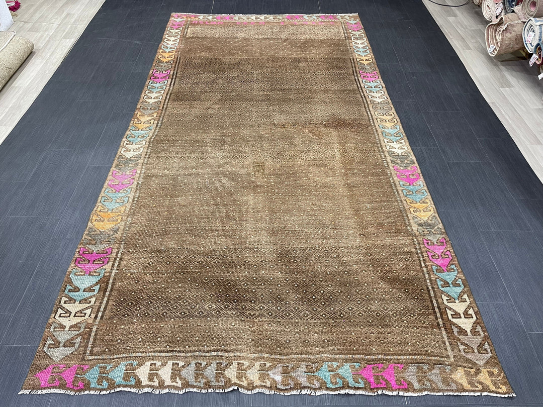 Brown Turkish Runner Rug 5' 3" x 10' 5" Hand-Knotted | No. WR29526