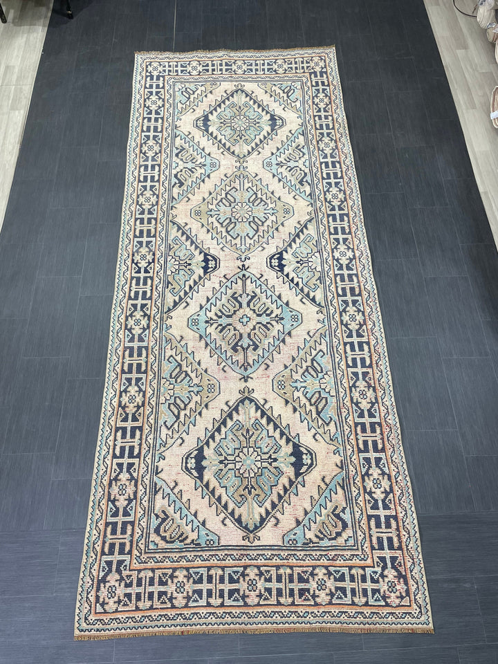 Beige Turkish Runner Rug 4' 8" x 11' 11" Hand-Knotted view