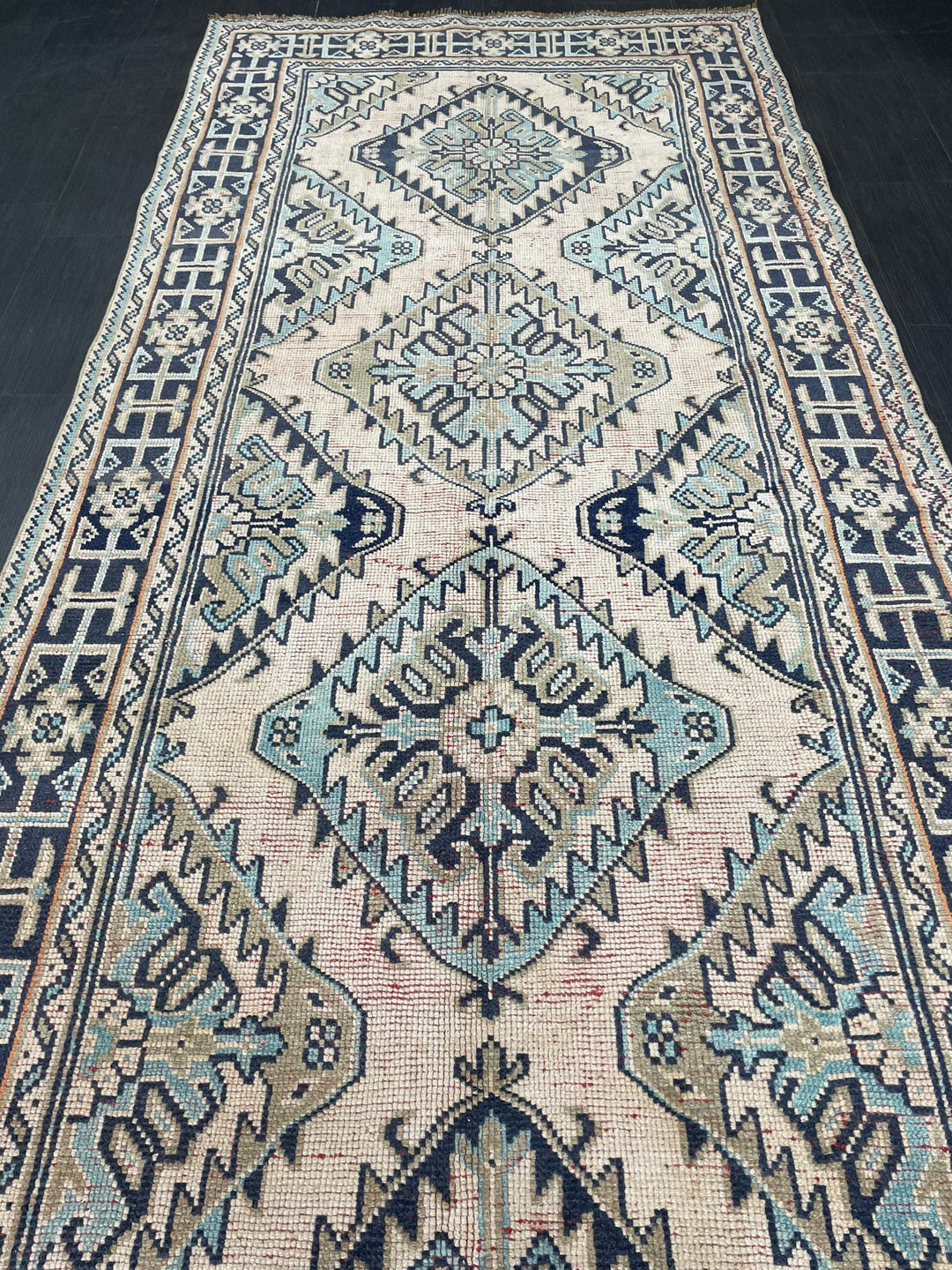 Beige Turkish Runner Rug 4' 8" x 11' 11" Hand-Knotted view 9